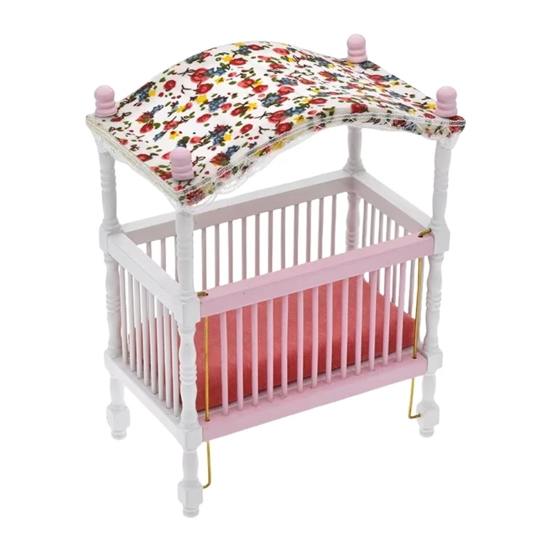 

Y4QA Handcrafted Cabinet Bed 1:12 Scale Dollhouses Nursery Furniture Collection