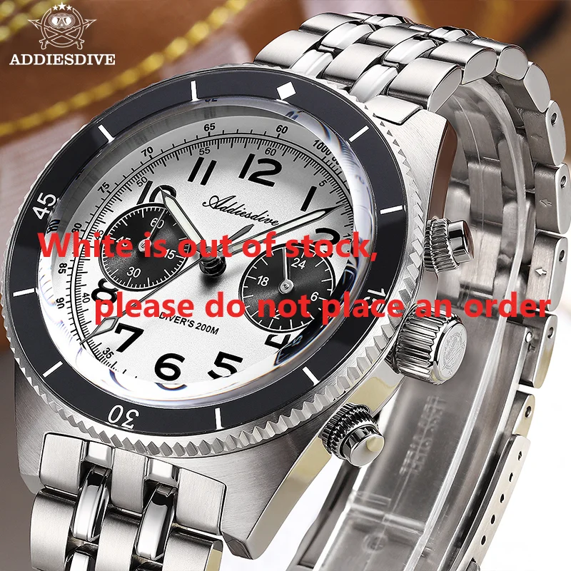 

ADDIESDIVE Analog Watch For Men Luxurious Sapphire Crystals Stainless Two Chronograph Dials Luminous 20Bar Diver Quartz Watch