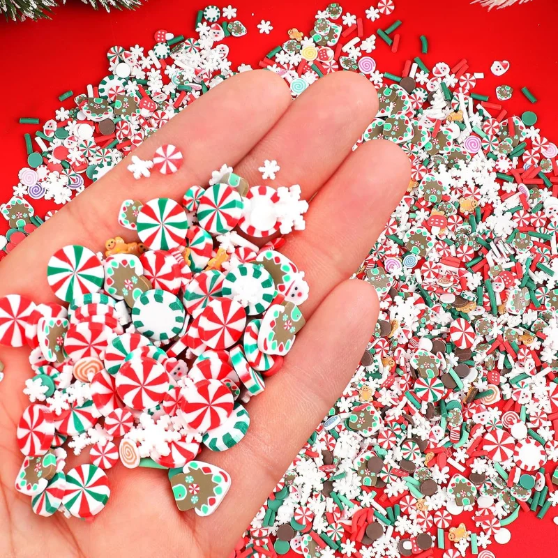 Mini Fake Christmas Sprinkles Polymer Clay Slices, DIY Art Craft Supplies for Cake, Slime Filler, Card Making, Holiday Ornament