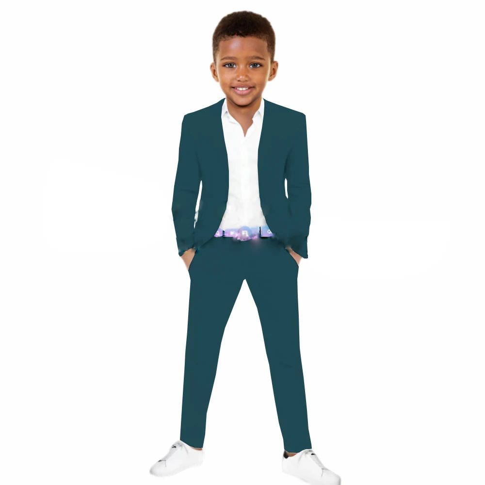 

Костюм с отложным воротником для мальчиков, 2 предмета, пиджак и брюки, женское платье для свадьбы, Официальный смокинг, Детские блейзеры