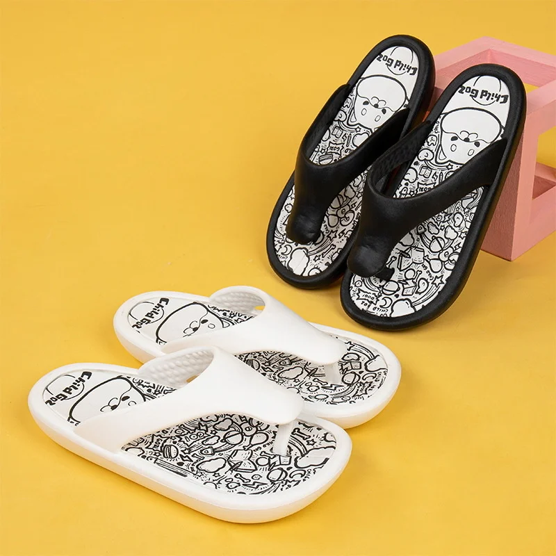 2022 Spring And Summer Women Slipper Graffiti Black White Couple Indoor Household Man Flip Flops Lovers Cool Home Slippers