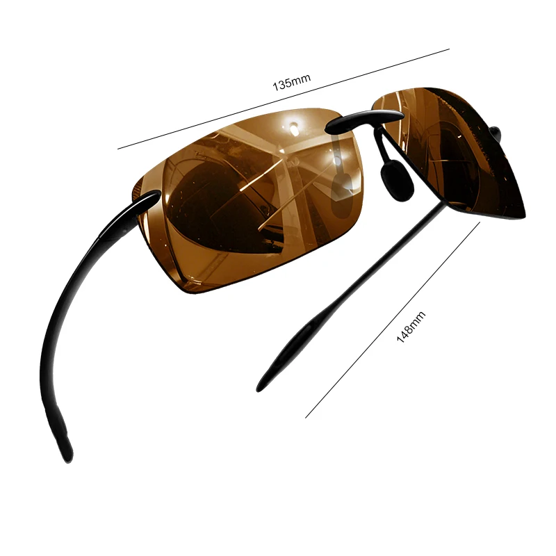 1 قطعة/2 قطعة TR90 خفيفة النظارات الشمسية الرجال العلامة التجارية بدون شفة الإطار القيادة مرآة ظلال الرياضة الصيد البيسبول نظارات #3