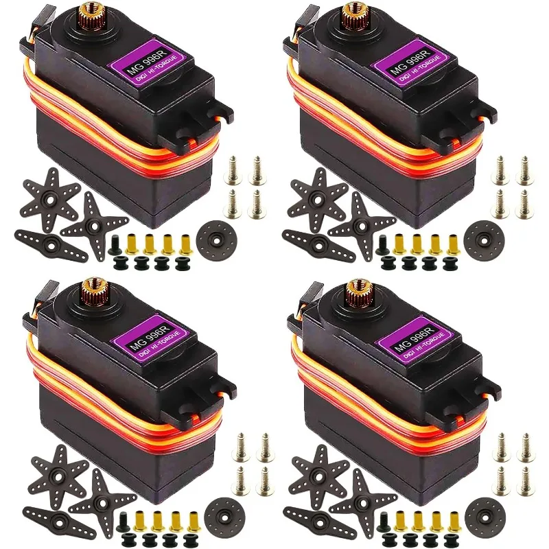 4Pack MG996R Servo Motor，Metal Gear Torque 180 MG 996R Digital Servo Motor for Arduino Futaba JR RC Helicopter Car Boat Robot
