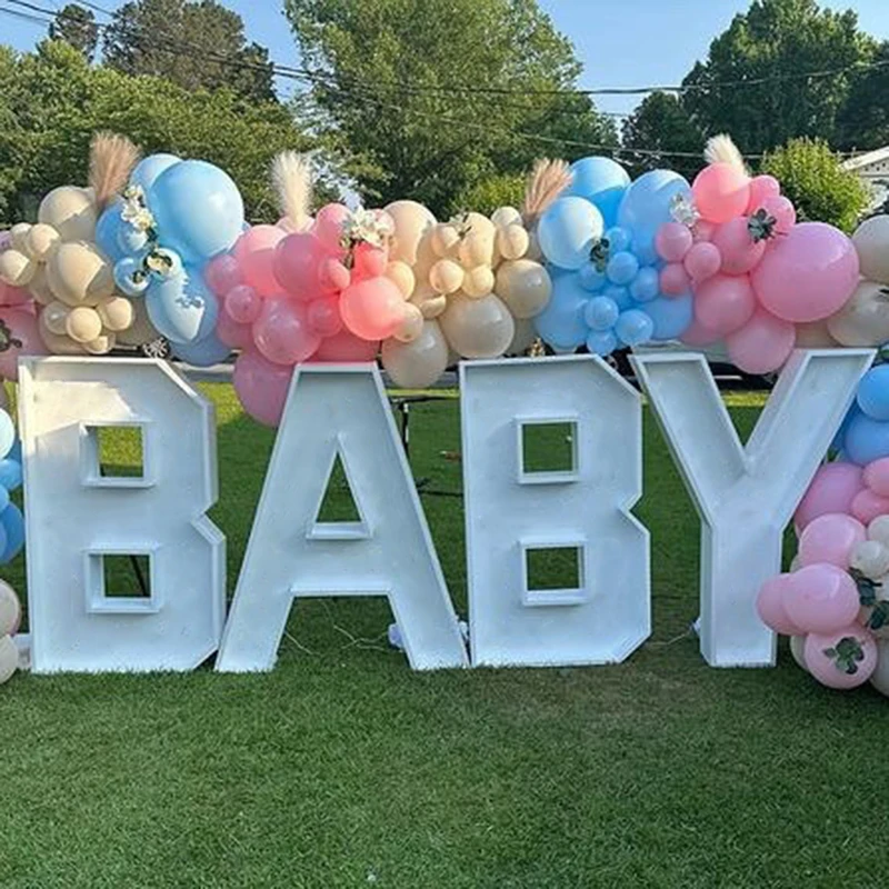 1set 70CM white Giant Letter Frame ONE BABY Birthday Wedding Baby shower Party Decoration DIY Name Balloon Filling Box