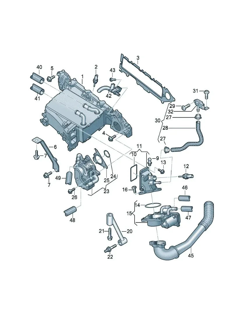 04L129766M 04L129766AL 129711R 04L129711N 04L129711L 04L129711J 04L129711F 20tdi for Vw egr valve Inlet Manifold intercooler