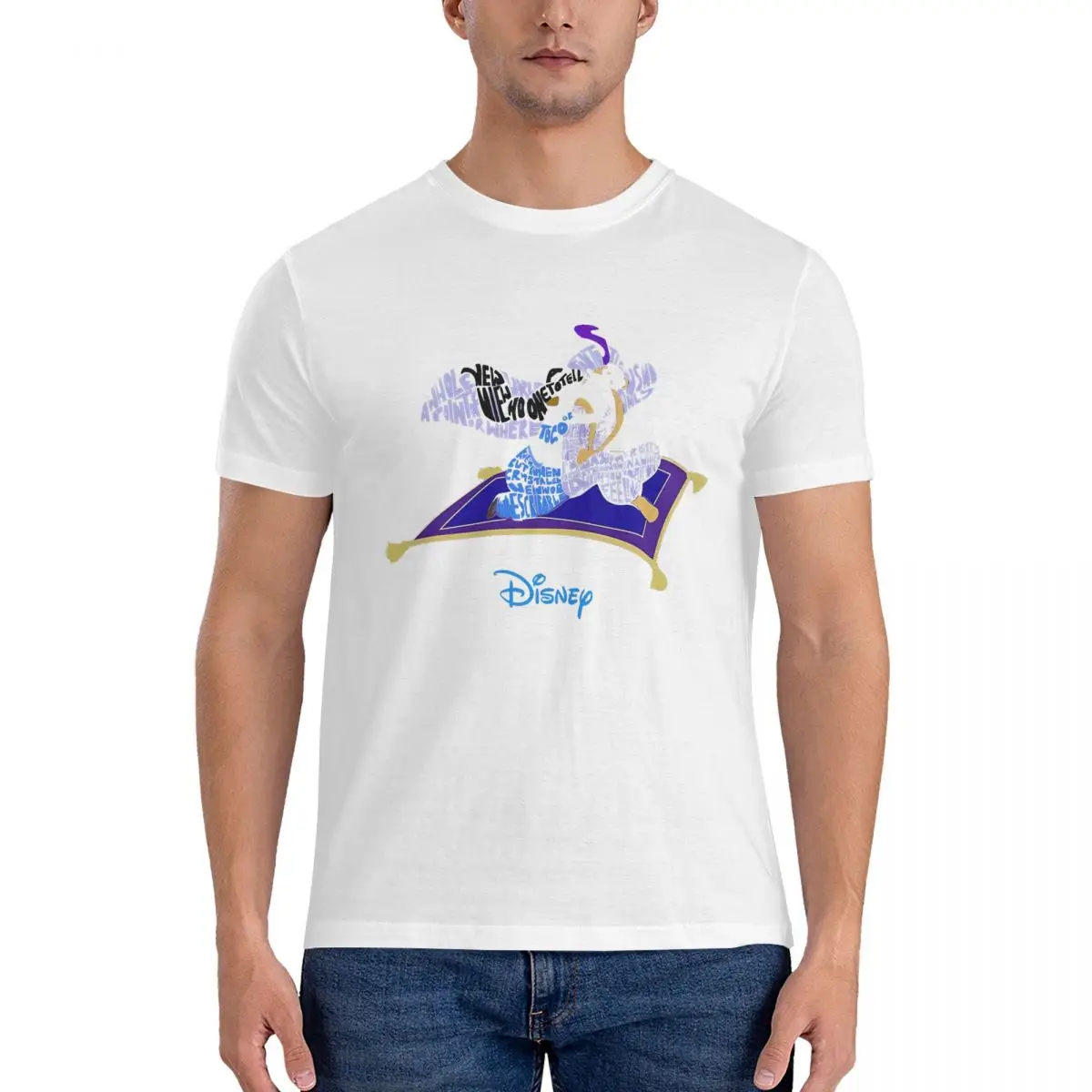 Men's T-Shirts Magic Carpet Leisure Cotton Tee Shirt Short Sleeve Disney Aladdin Cartoon Film T Shirts Crewneck Tops Summer