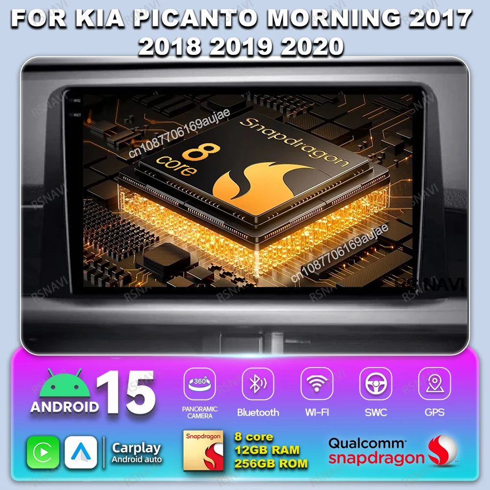 

Автомобильное радио Android 15 для KIA PICANTO Morning 2017 2018 2019 2020, головное устройство DVD GPS 4G LTE QLED Qualcomm Wireless Carplay Auto BT