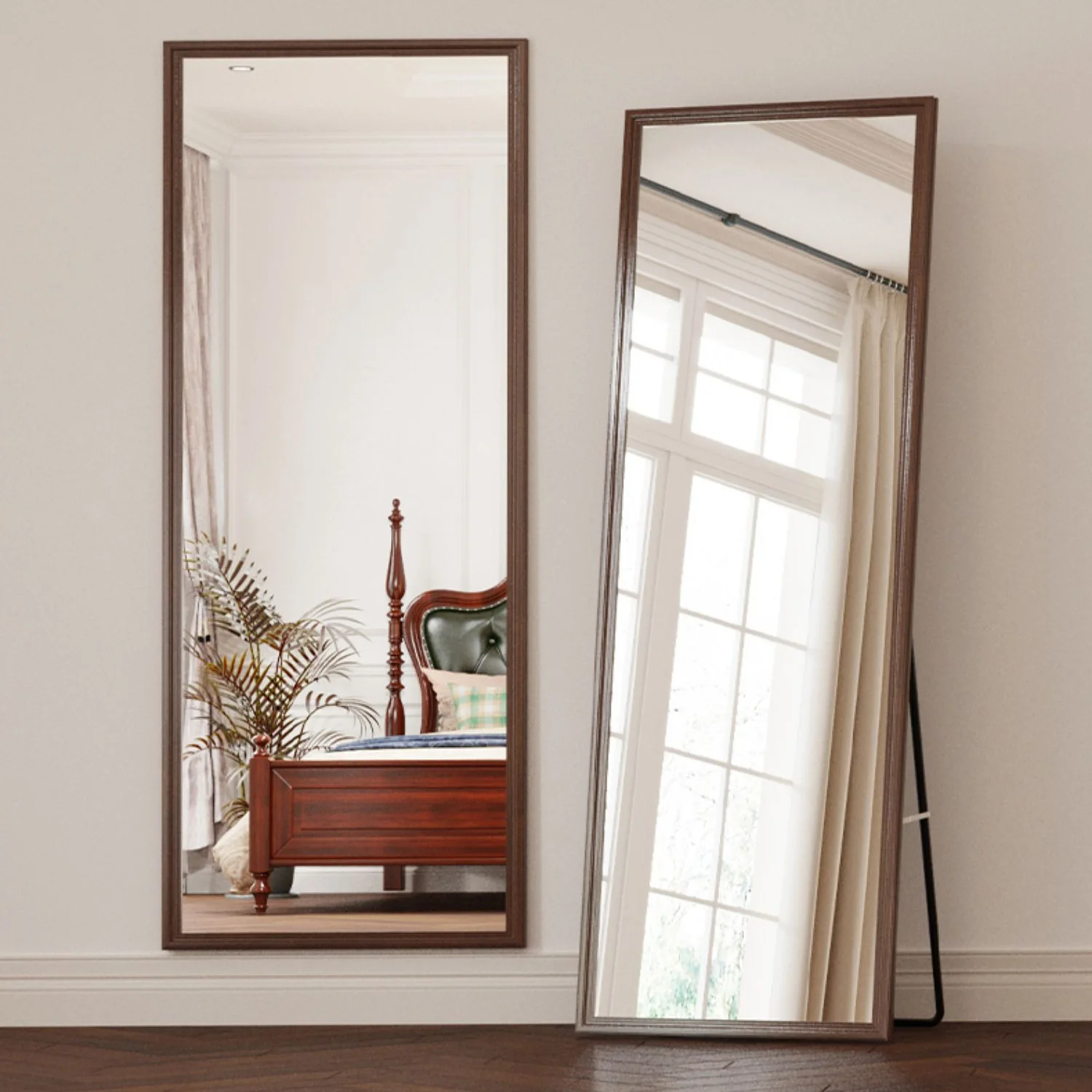 Full body mirror retro American solid wood dressing floor mirror home living room bedroom entrance wall fitting mirror wall hang