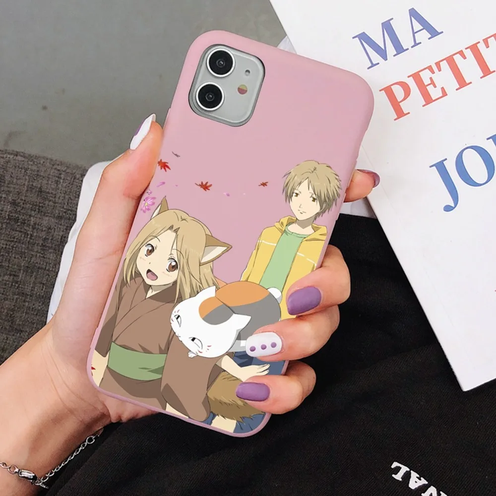 Natsume Yuujinchou Phone Case for iPhone 14 11 12 13 Mini Pro Xs Max 8 7 6 6S Plus X XR Solid Candy Color Case