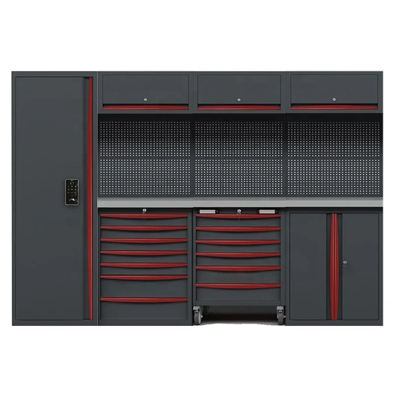 Lockable Steels and Metal Full Set Black 13 Drawers Tool Cabinet for Car Repair Garage Workshop Storage