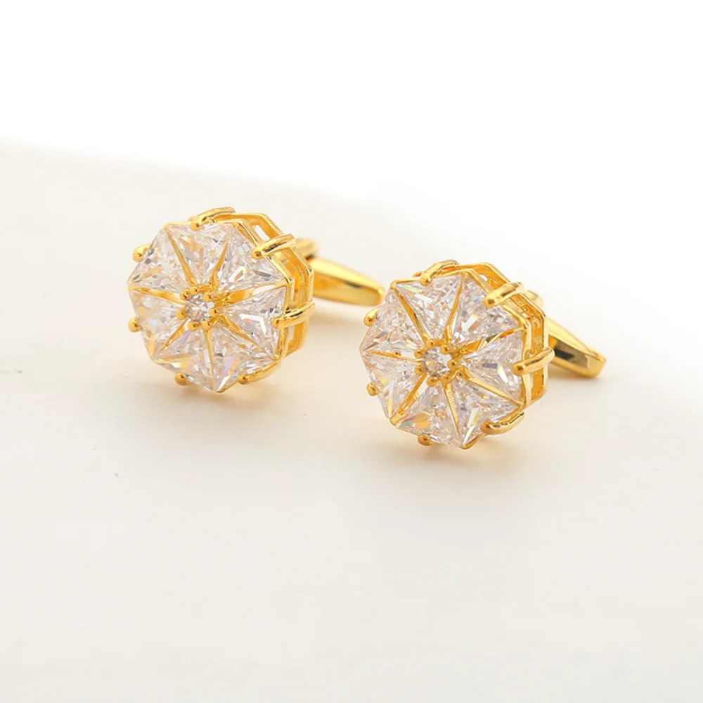 Exquisite Eight Star Cufflinks Octagonal Star Diamond Studded Sleeve Nails Men's Business Dress Sleeve Nail Shirt Matching