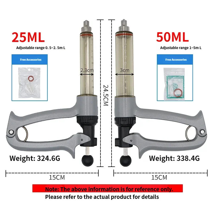 25/50ml Semi-Automatic Veterinary Continuous Syringe Animal Injection Adjustable Vaccine Syringe for Livestock Cattle Sheep