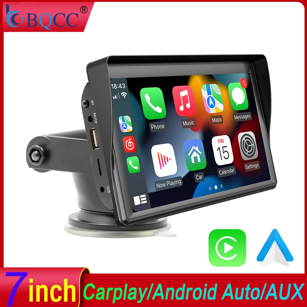 

BQCC 7'' Portable Car Player Wireless Carplay Android Auto Mirrorlink AUX BT FM USB TF Car Radio B600W