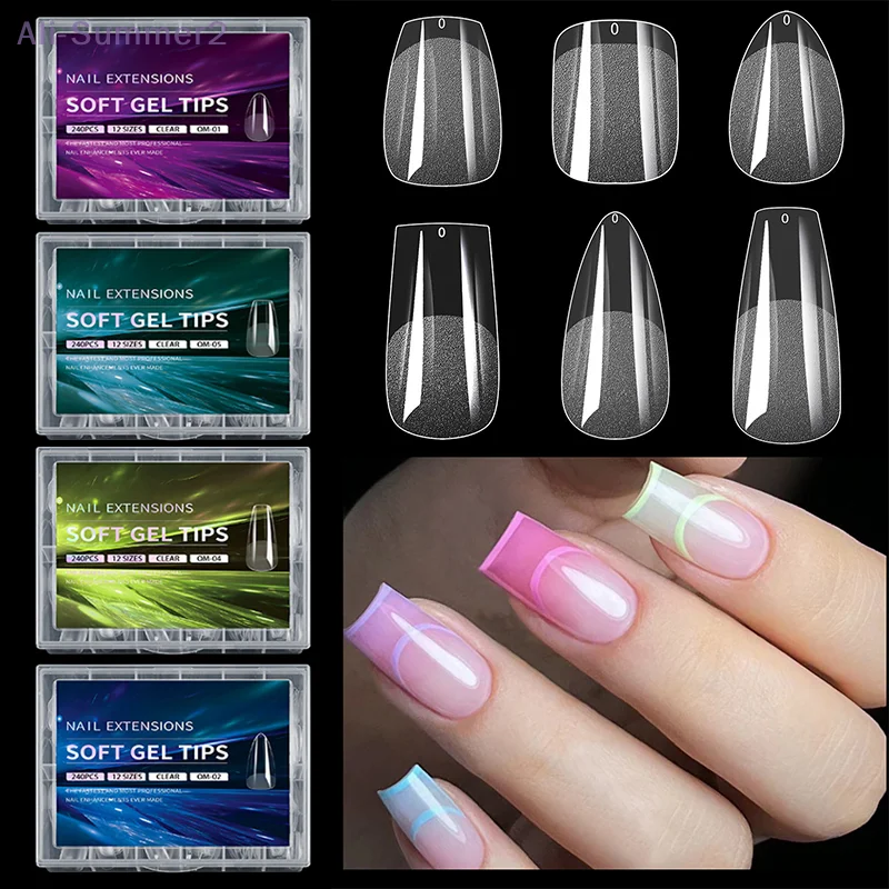 Luxuriöse falsche Nagelspitzen, weiches Gel, Fingerspitze, halbmatte Kapseln, Mandel, französischer Sarg, vollständige Abdeckung, künstliche künstliche Nägel, Verlängerung