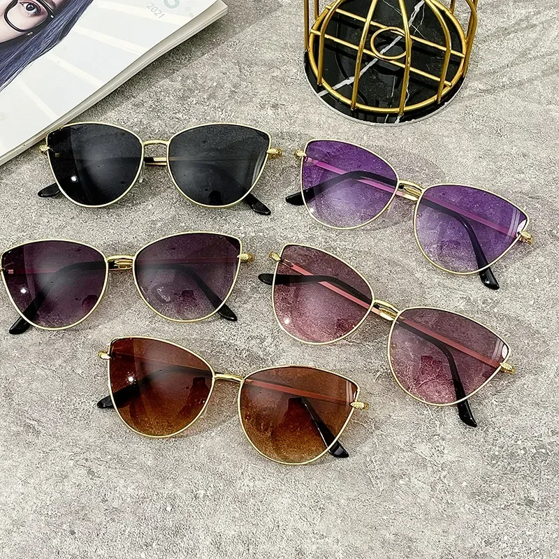 2024 Sexy Small Vintage Cat Eye Sunglasses Woman Vintage Sun Glasses Female Ladies Cat Eye Sunglass 2023 Metal Frame Glasses