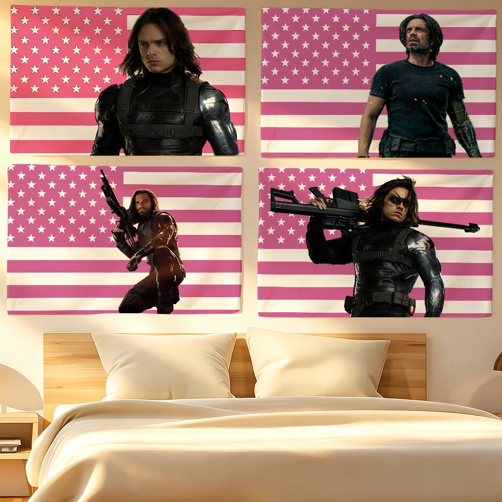 Character Flag Tapestries For Classroom Dormitory Camping Picnic Party Cheering Home Indoor Outdoor Decor B-Bucky B-Barnes