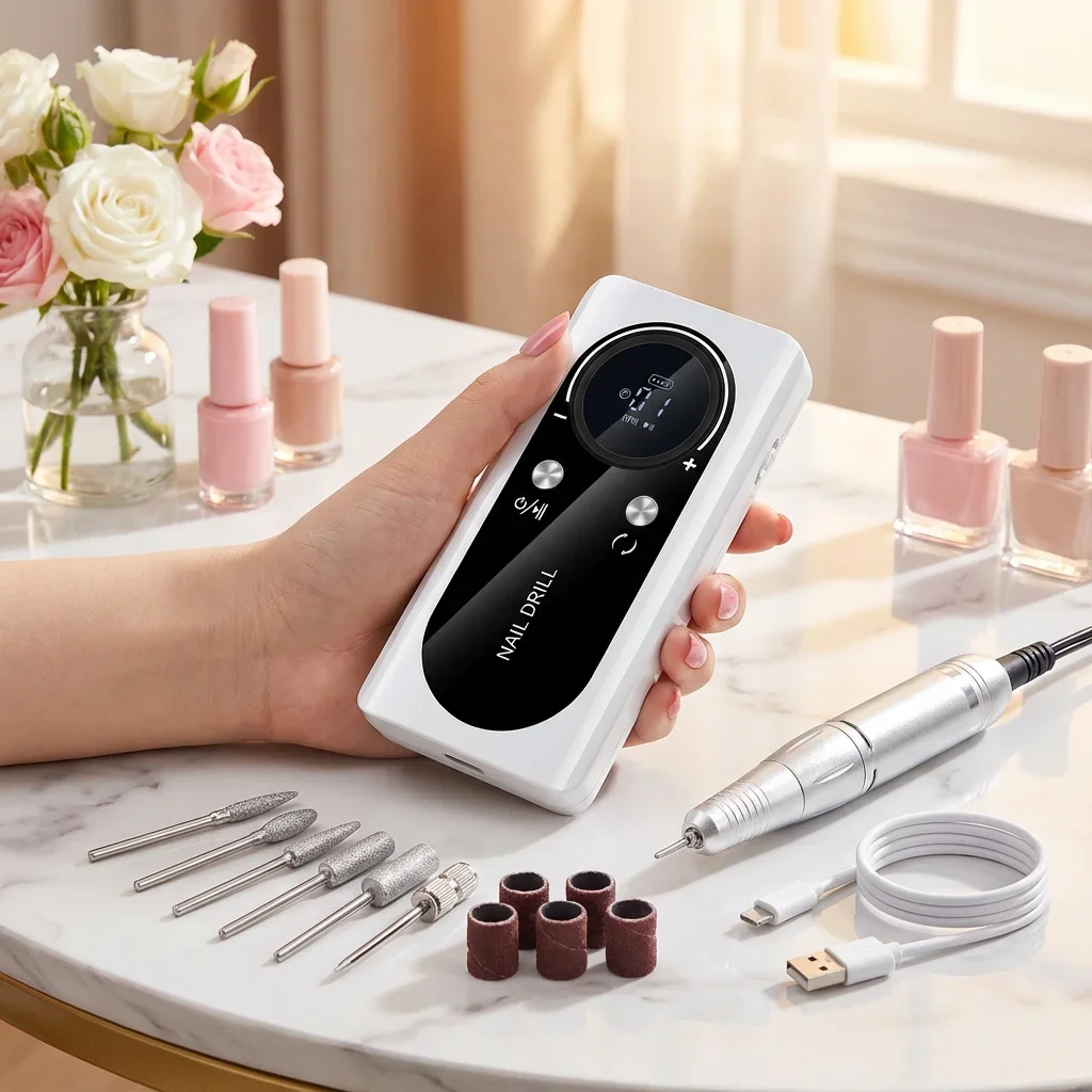 أداة فنية احترافية للأظافر V2 مثقاب أظافر كهربائي لإزالة تشكيل 45000 دورة في الدقيقة شحن سريع عمر بطارية طويل ملمع أظافر محمول