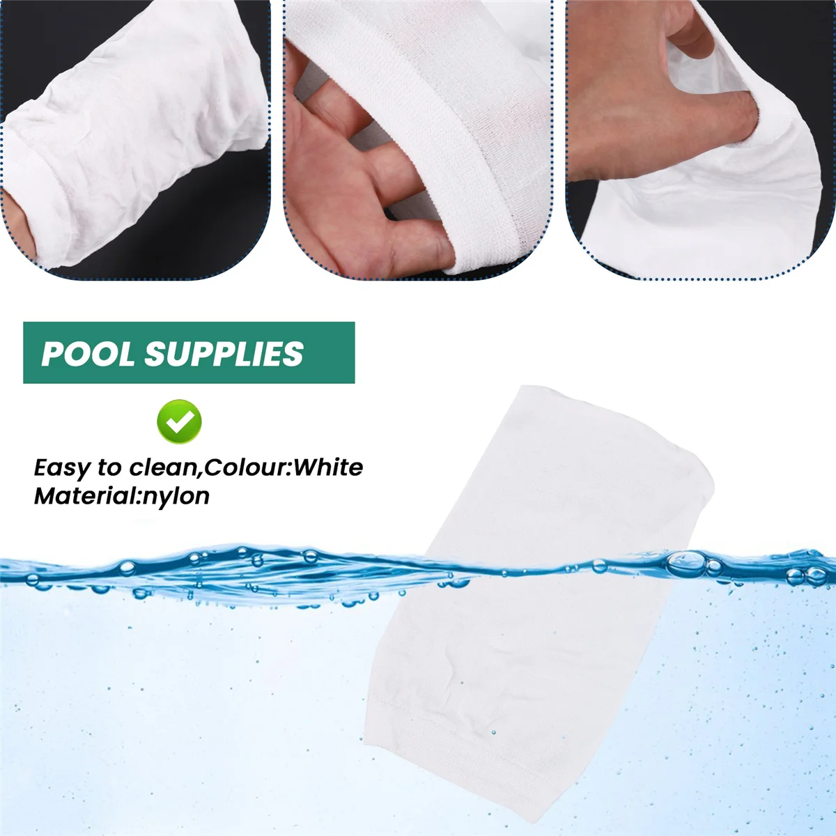 ถุงเท้ากวาดสระว่ายน้ำ10ชิ้นสำหรับกรองใบ