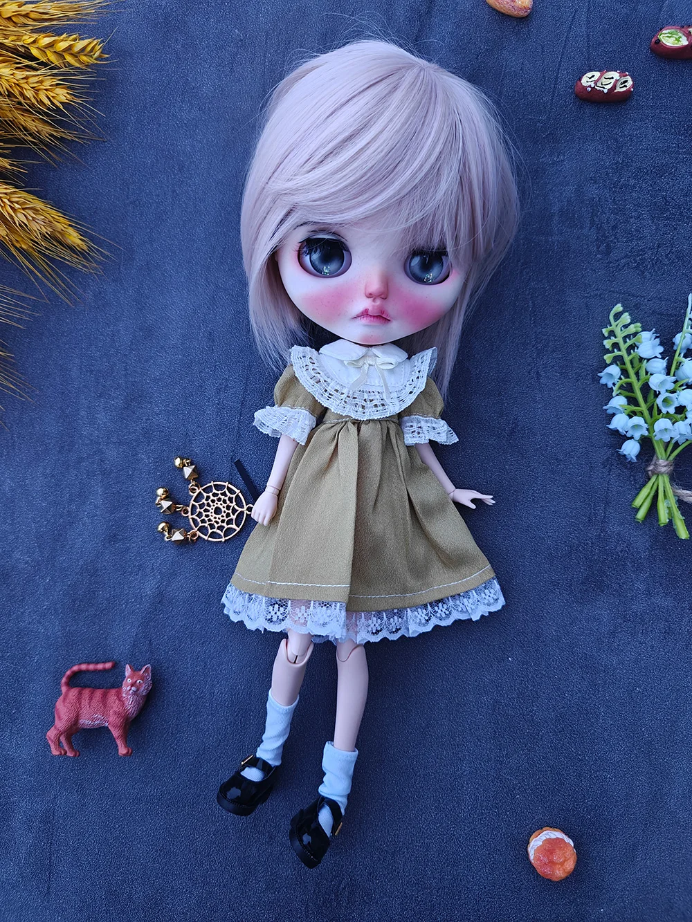 New Blythe doll Clothes Handmade  Barbies Girl  yellow Princess Dress Cute For Ymy Ob24 Ob22 Doll Accessories