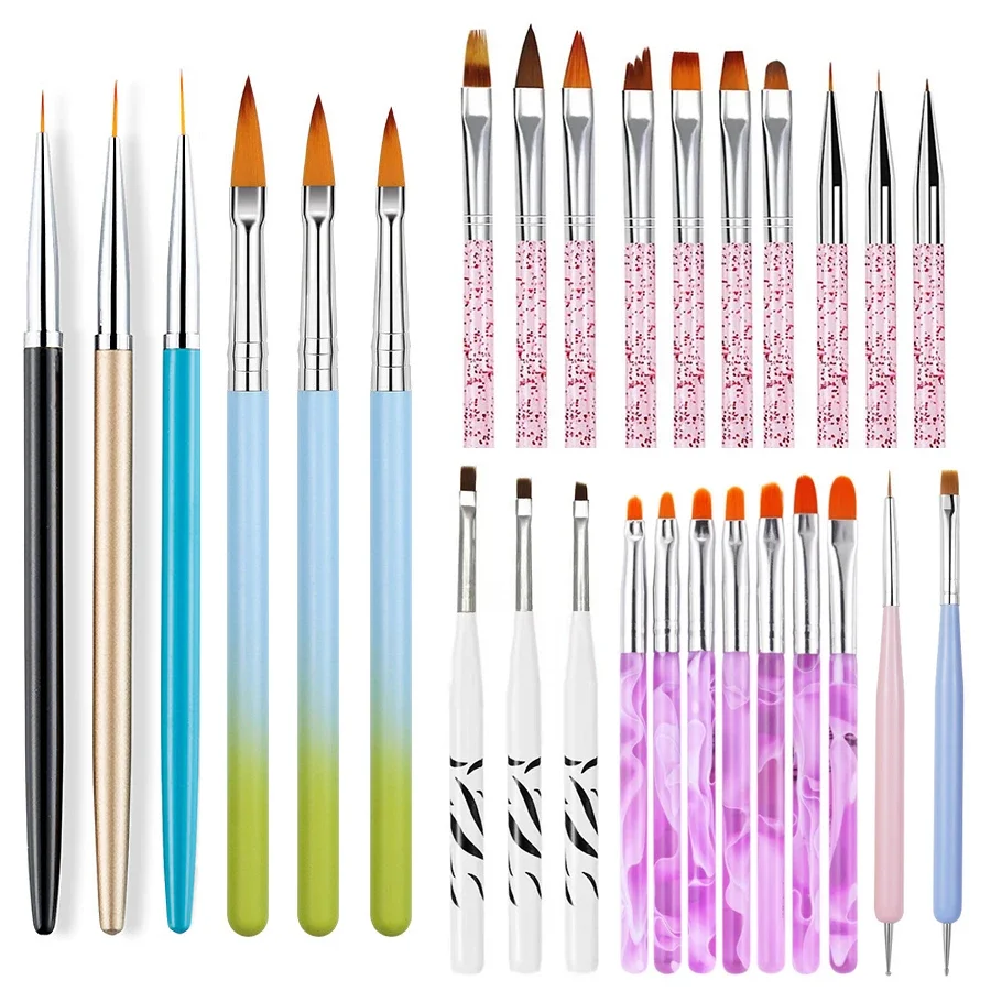 

Nail Art Brush Set Detailing Carving Dotting Dual-Head Brushes for Acrylic UV Gel Polish Manicure Tools
