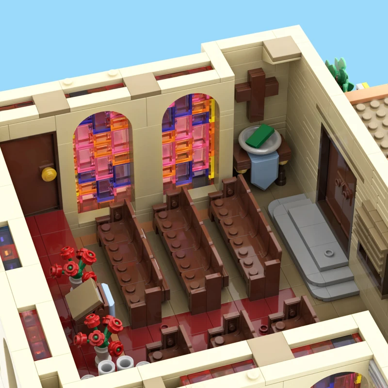 1891pcs MOC Modular Springfield Church Architecture Street Scene Model Building Blocks Construction Kit Assembly Expert Toy Gift