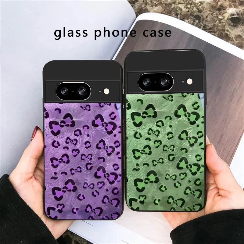 Abstract leopard print For Google Pixel 8 7 9 10 Pixel 10 Pro XL Pixel 9 Pro XL Pixel 8a 7a Pixel 7 Pro Black Glass Phone Case view 5