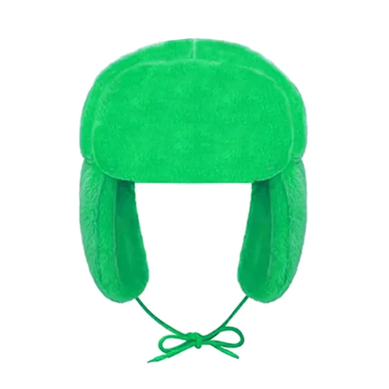 Fashion Dopamine Aesthetic Warm Ear Protection Hat Autumn Winter Street Casual Warm Windproof Caps Solid Color Tie Bomber Hat