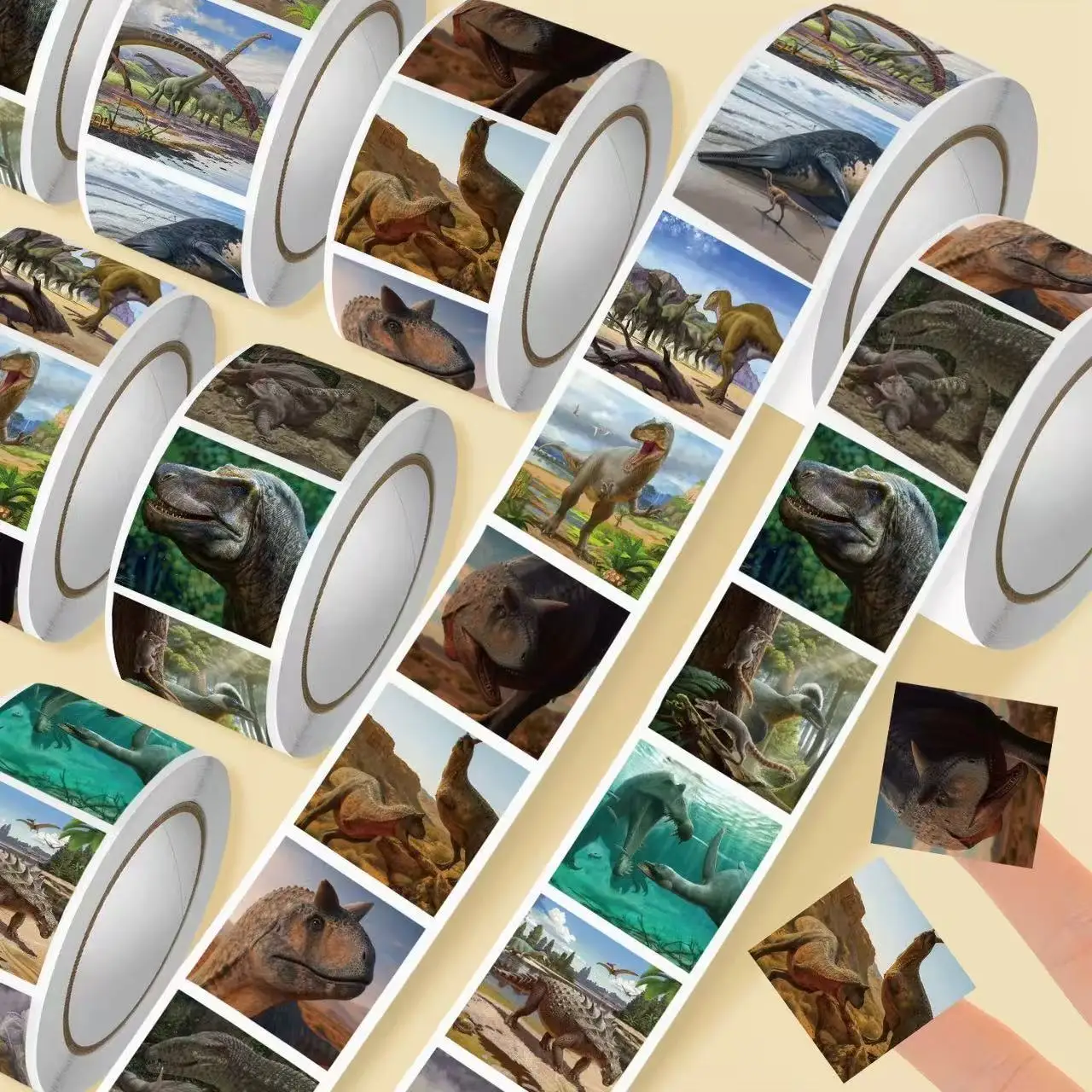 500pcs/Roll Dinosaur Animal Cartoon Sticker DIY Skateboard Laptop Guitar Phone Car Seal Label Decals Decoration