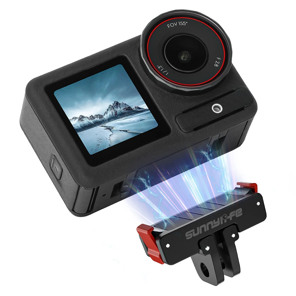 Magnetic Action Camera Bracket with 1/4Inch Screw Hole Quick Release Two Claw Adapter Aluminum Alloy for OSMO ACTION 5 Pro/4/3/2