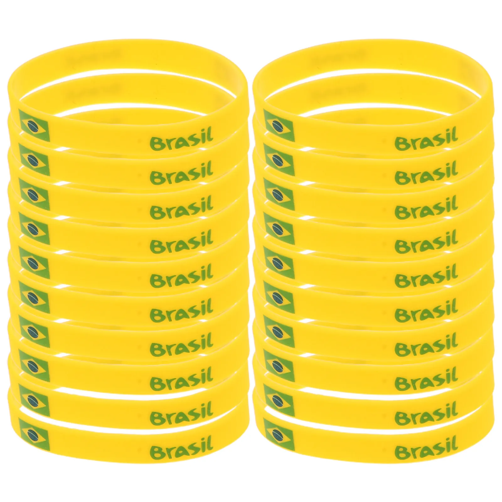 

20PCS Brazil Flag Bracelet Silicone Soccer Wristband Bracelets Sports Football Sports Brazilian Gift for Sports Fans Accessories
