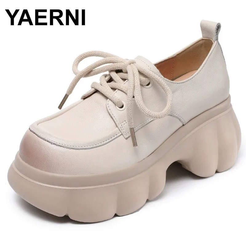 

White Leather Women's Genuine Leather Spring Autumn Loers Small Size Platform Single high heels