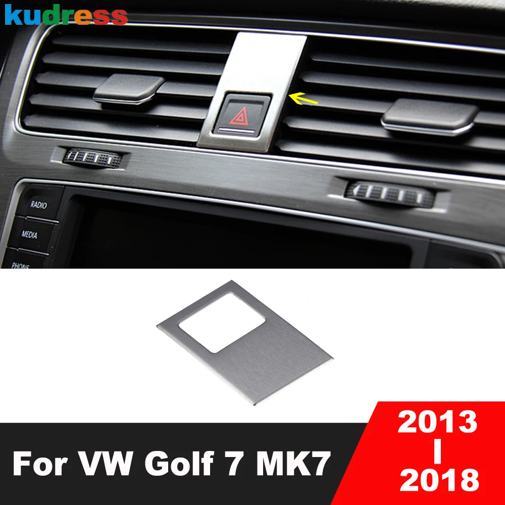 Auto Doppel Blitzlicht Notfall Licht Taste Rahmen Abdeckung Trim Für Volkswagen VW Golf 7 MK7 2013-2018 stahl Innen Zubehör