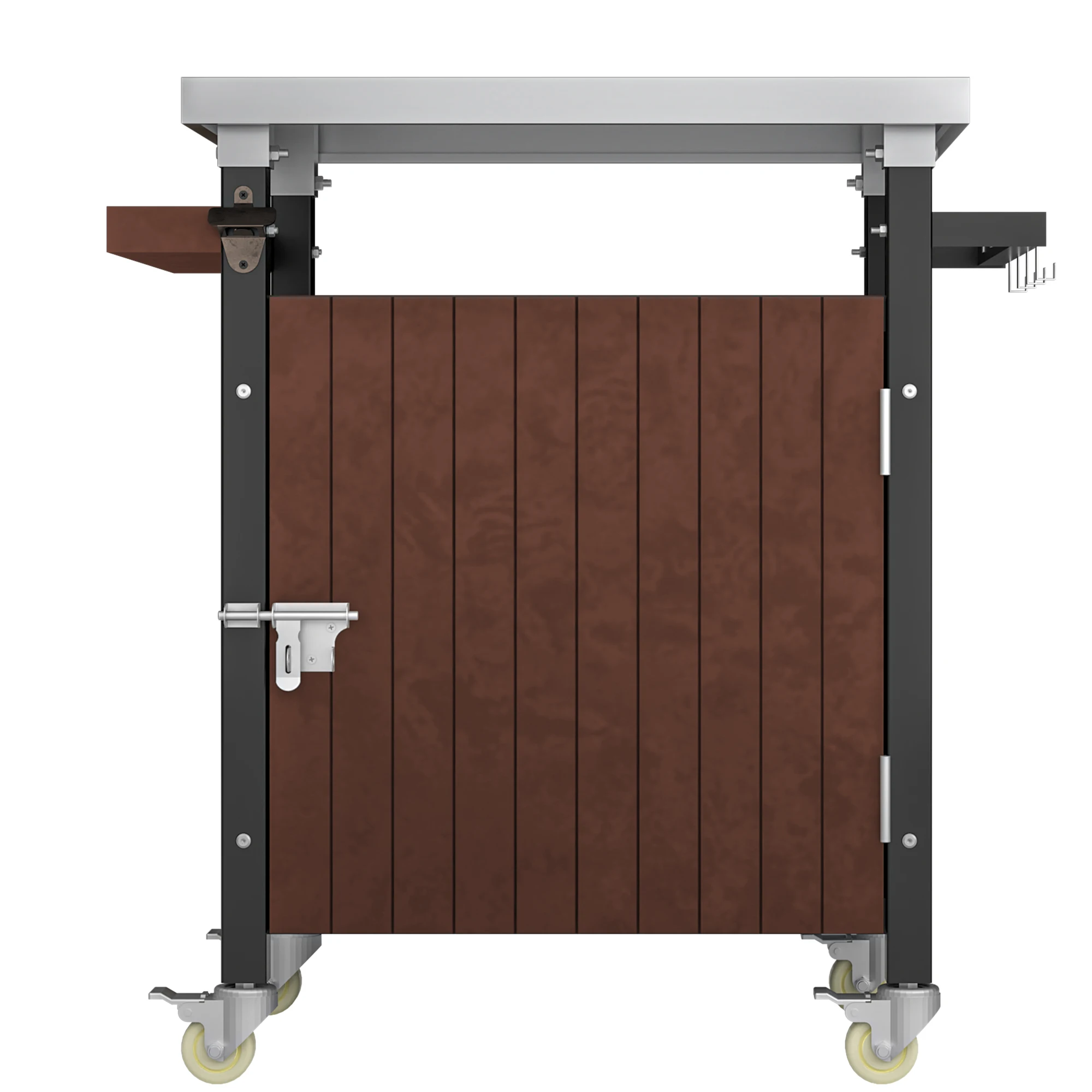 

LZBEITEM Outdoor Grill Cart with Stainless Steel Tabletop, Storage, with Wheels, Spice Rack, Waterproof Outdoor Grill Table
