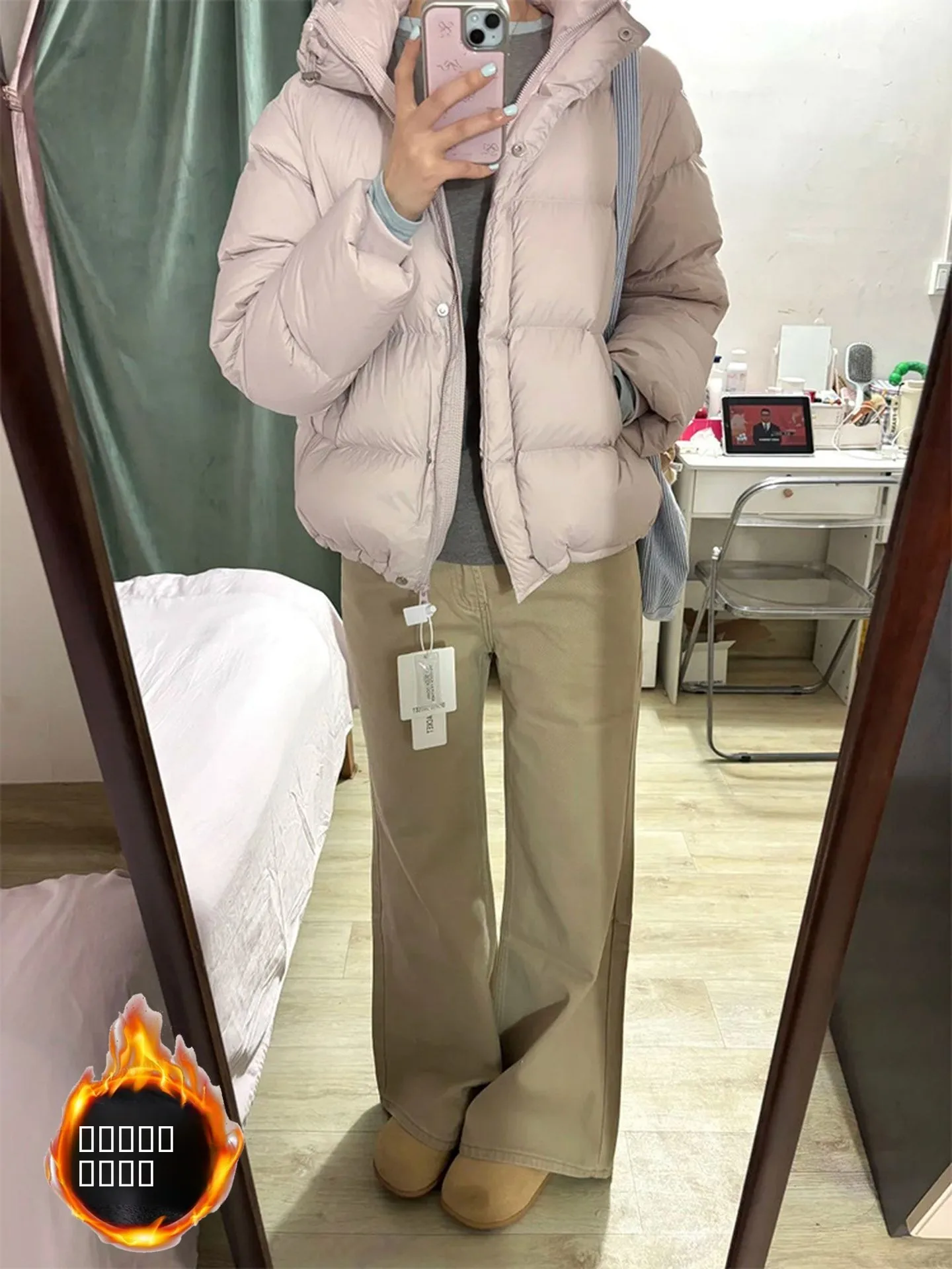 

Американские джинсы с меховой подкладкой, свободного кроя, с высокой талией, широкие штанины, женские, осенне-зимние, новые, с высокой талией, драпированные, свободные, длинные брюки