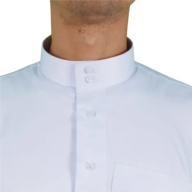 Saudi Arabian Muslim Men's Clothing, Arabian and Turkish Eid Al - Fitr Muslim Abaya White Long - Sleeved Worship Robes M-XXL