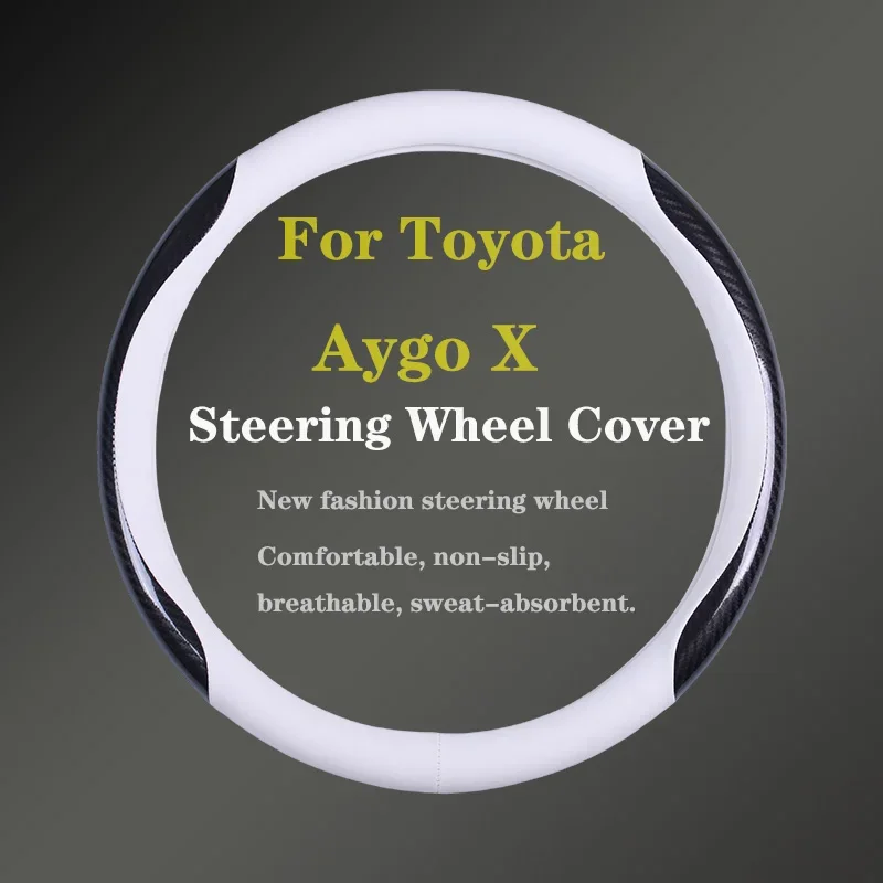 

Для Toyota Aygo X автомобильный чехол на руль из натуральной кожи из углеродного волокна для женщин и мужчин, лето-зима