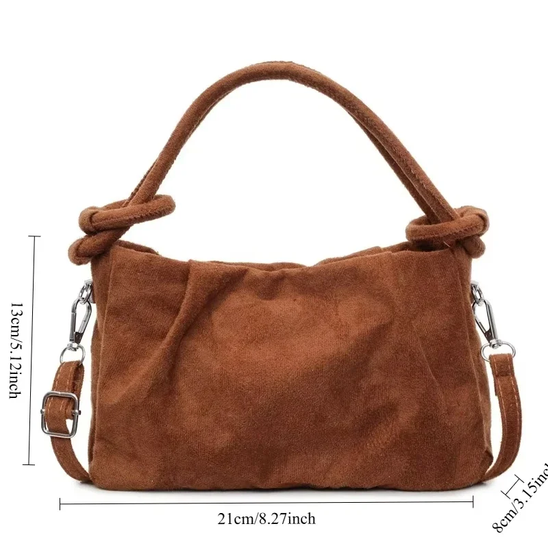 Einfache Umhängetasche aus Wildleder im Retro-Stil für Damen, modische Tragetasche, lässige, bequeme und vielseitige Schultertasche mit Textur, Pendler-Handtasche – Detail 1