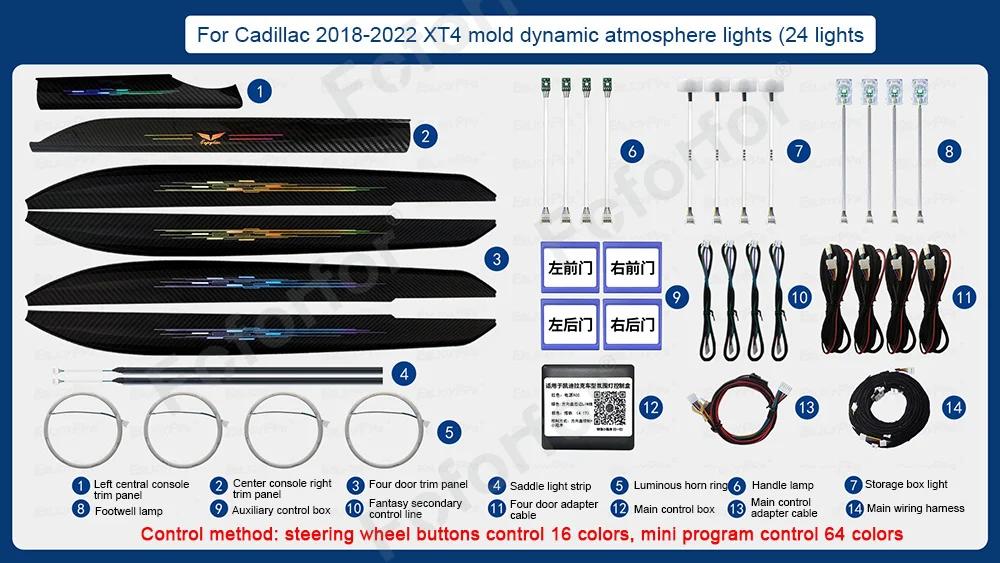 Car Ambient Light Atmosphere Lamp For Cadillac XT4 2018-2022 Auto Parts Decoration Display Modification Car Interior Accessories