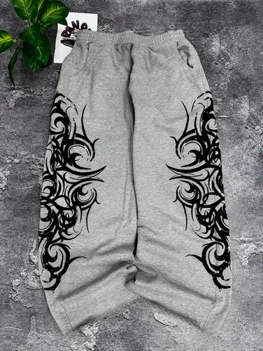 Imagen 2 del producto Y2K Retro Harajuku Moda Estampado Patrón Joggers para Hombres y Mujeres Suelto Moda Casual Cómodo Durable Pantalones al Aire Libre en Gris