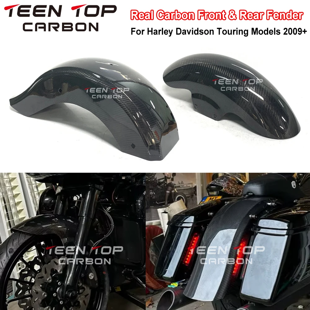 For Harley Davidson Touring Models Carbon Fiber Front&Rear Mudguard For Harley 2009+ Motorcycle Carbon Front Fender