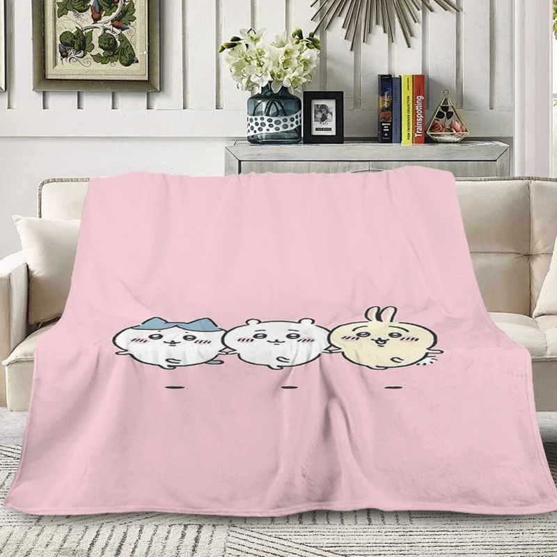 Custom Blanket T-Chiikawas Sofa Winter Anime Soft Blankets for Winter Microfiber Bedding King Size Blanket Warm Knee Bed Fleece