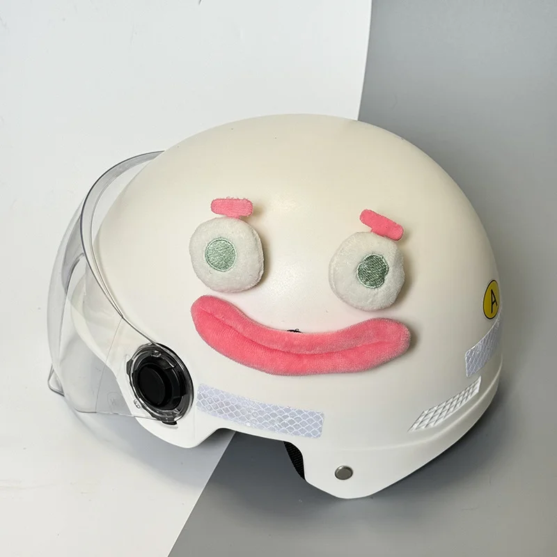 

Helmet Decoration Colored Eyes Sausage Mouth Accessories Motorcycle Helmet Doll Sticker Velcro
