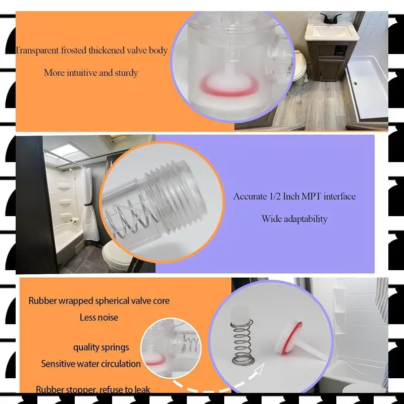 

A44U 1/2 дюйма A10-3050 Прозрачный обратный клапан вакуумного выключателя Замена B & B Модель 571 RV Черный клапан заподлицо запотевания бака