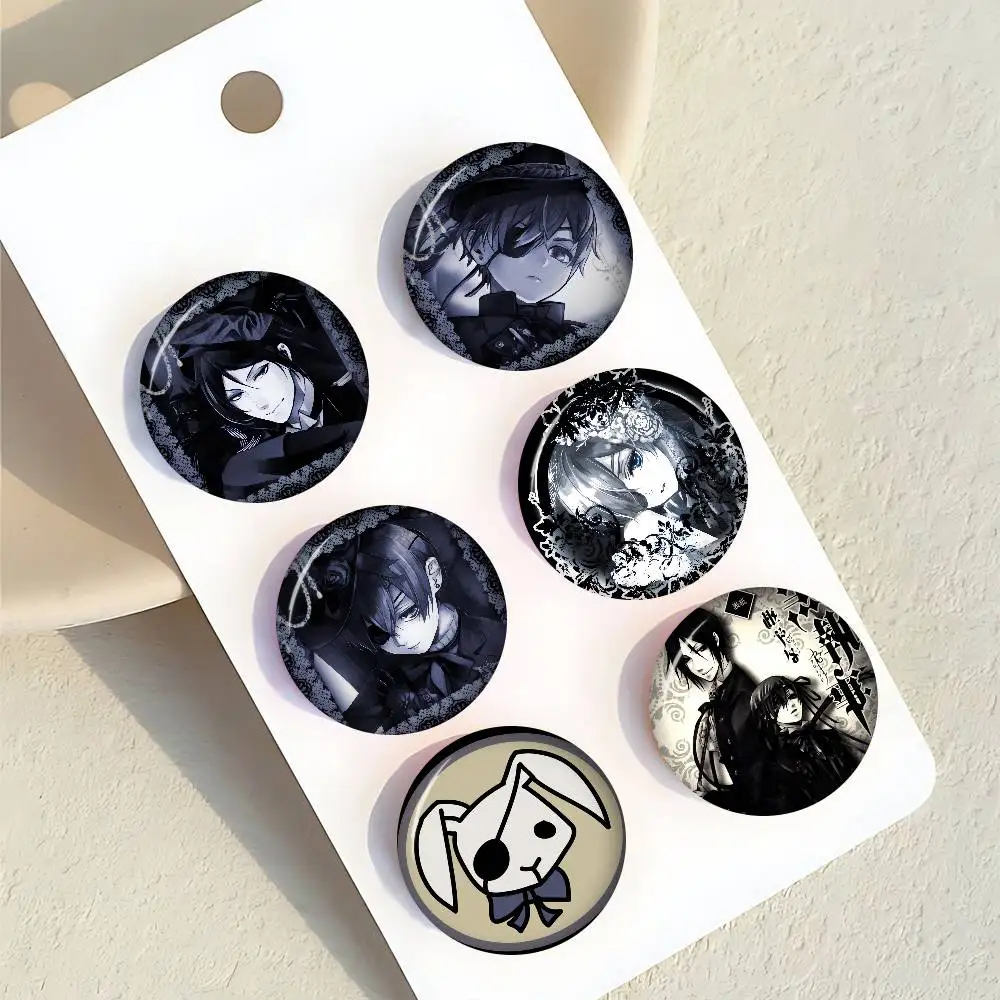 Anime Black Butler Horror Cartoon Broschen Anime Abzeichen Runde Handgemachte Brosche Anstecknadeln Schmuck für Rucksack Kleidung Geschenke