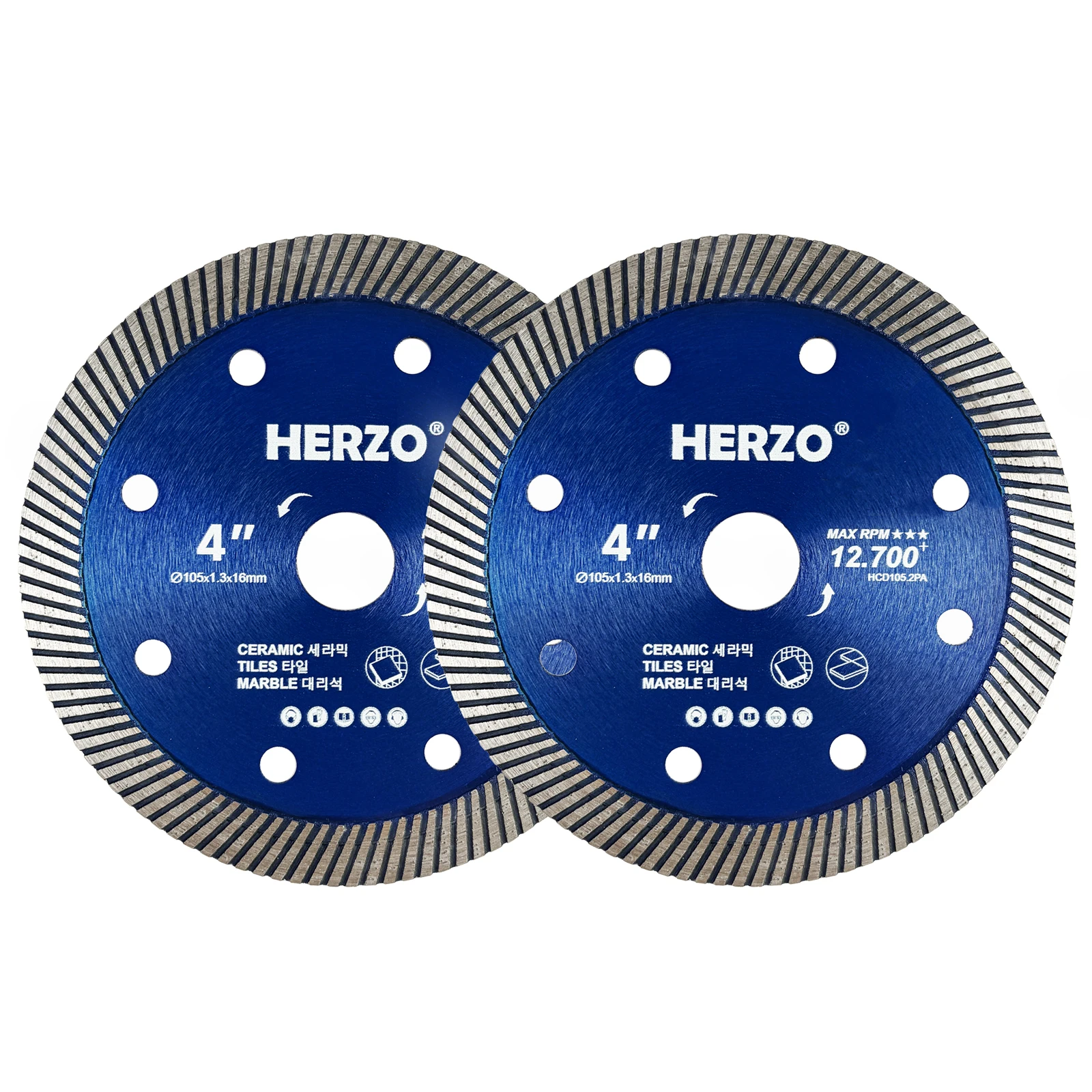 HERZO 2pcs 105mm Universal Stone Work Disc, 16mm Standard Inner Hole, Wear Resistant Industrial Plate for Marble, Granite