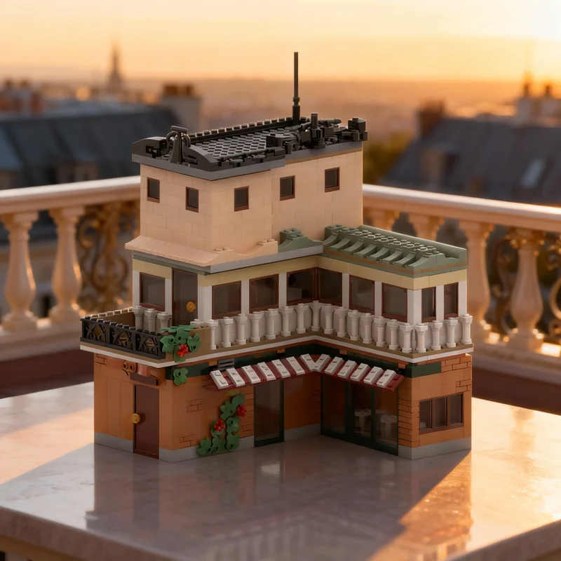 1537pcs MOC Modular Streetscape Corner Café Model Building Blocks Construction Toys DIY Christmas Gifts Creative Idea Education