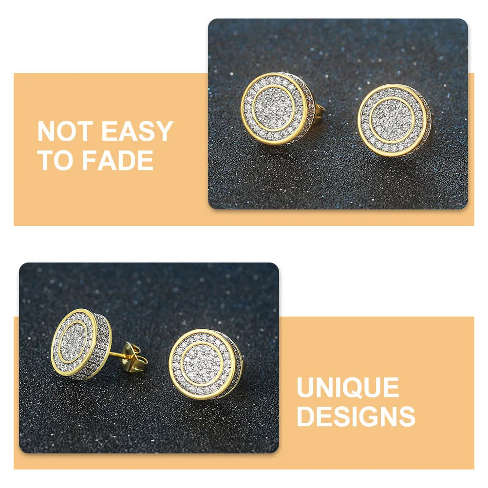 

1 Pair Hip Hop Gold Plated For Men Metal Alloy Cool Punk Earrings Small Light Weight Stainless Steel Jewelry Decorative Ear