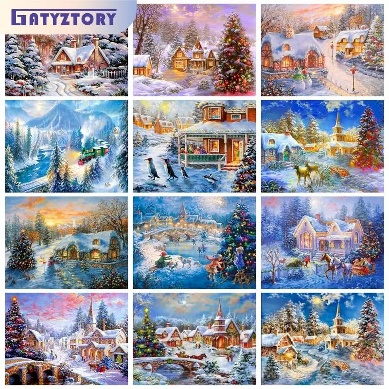 

GATYZTORY Frame Snow Landscape DIY Painting By Numbers Kit Acrylic Paint On Canvas Calligraphy Painting Unique Gift For Home Dec