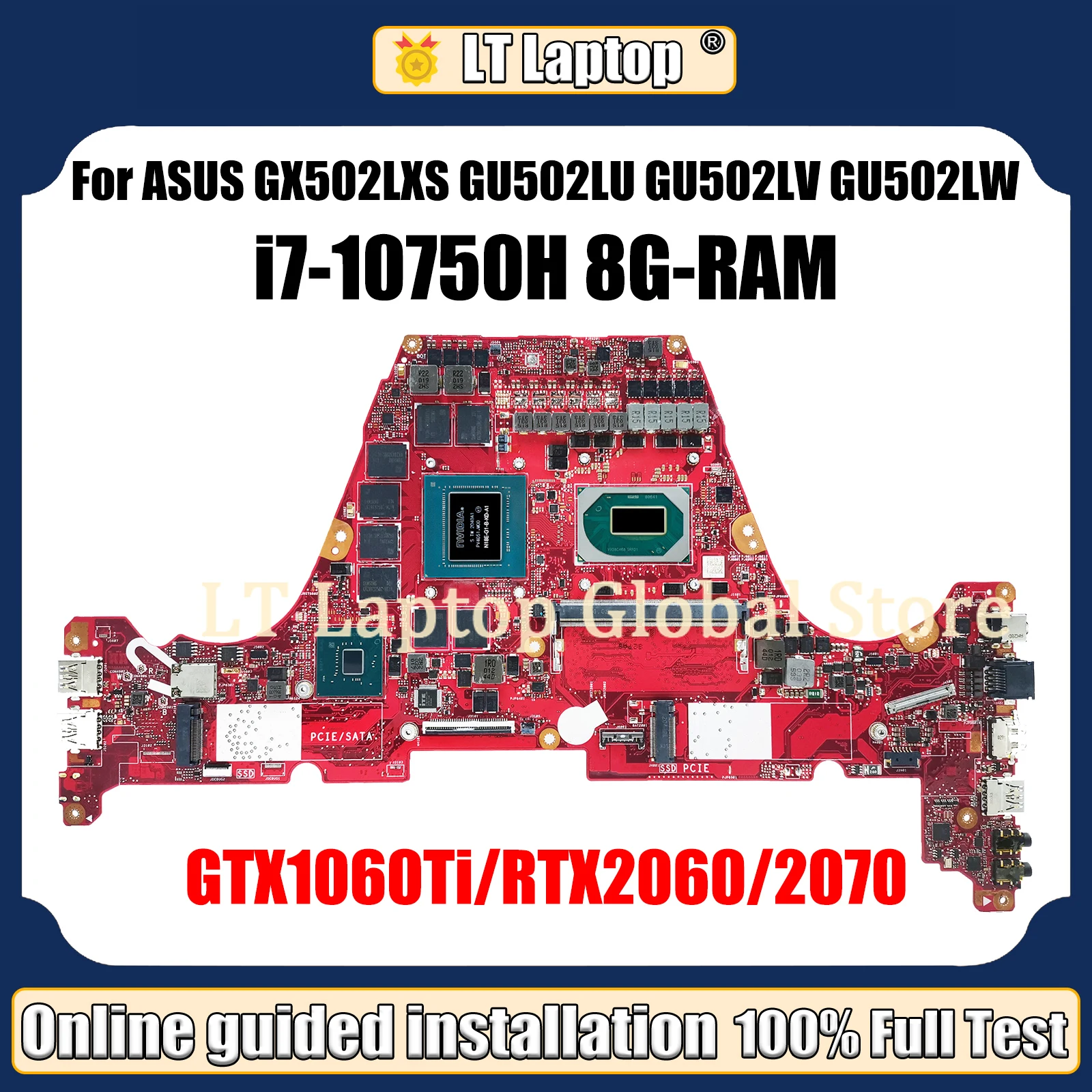 

LT Laptop GX502LXS Motherboard For ASUS ROG Zephyrus S15 GU502LV GU502LW GX502L GU502LU Mainboard i7-10750H RTX2060/6G 8GB-RAM