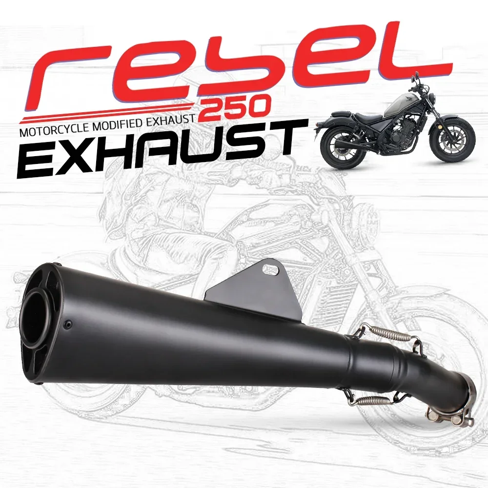 For HONDA Rebel 250 Motorcross Exhaust Escape Moto Mid Pipe Pitbike Motorcycle Muffler Slip-on Stainless Steel Modified Connect